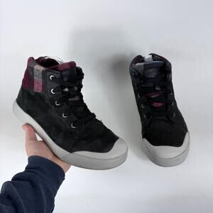 Keen Elena Mid Boots Women's 10.5 Black Flannel Leather Lace-Up Winter Hiking